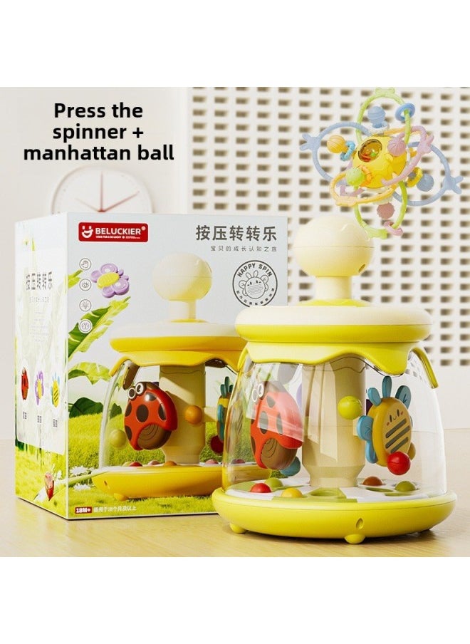 Baby Rattle Toys 0-1 Years Old Baby Press Merry-go-round To Coax Baby Artifact For More Than 6 Months-Color:Green Pine Green  Gift Box + Hand Catching Ball
