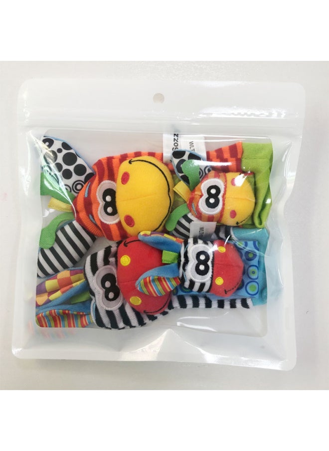 SOZZY Baby Wrist Band Socks Rattle Baby Bracelet Strap 0-1 Year Old Early Childhood Toy Combination Suit-Color:002 Combination White PE Bag