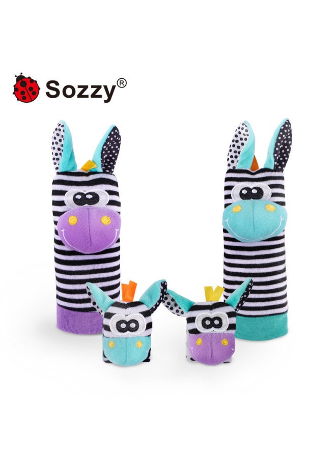 SOZZY Baby Wrist Band Socks Rattle Baby Bracelet Strap 0-1 Year Old Early Childhood Toy Combination Suit-Color:002 Combination White PE Bag