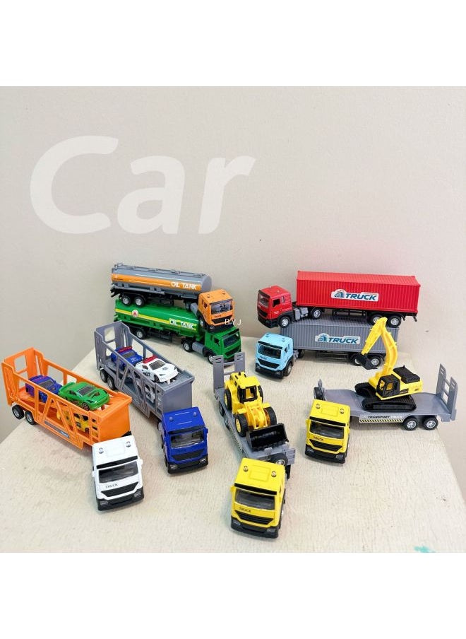 Simulation Trailer Transport Container Pull-back Car Model Toy Fall-resistant Tanker Boy Alloy Car Gift-Color:Chengle Mei Huili Alloy Car-Oil Tank Car (Green)
