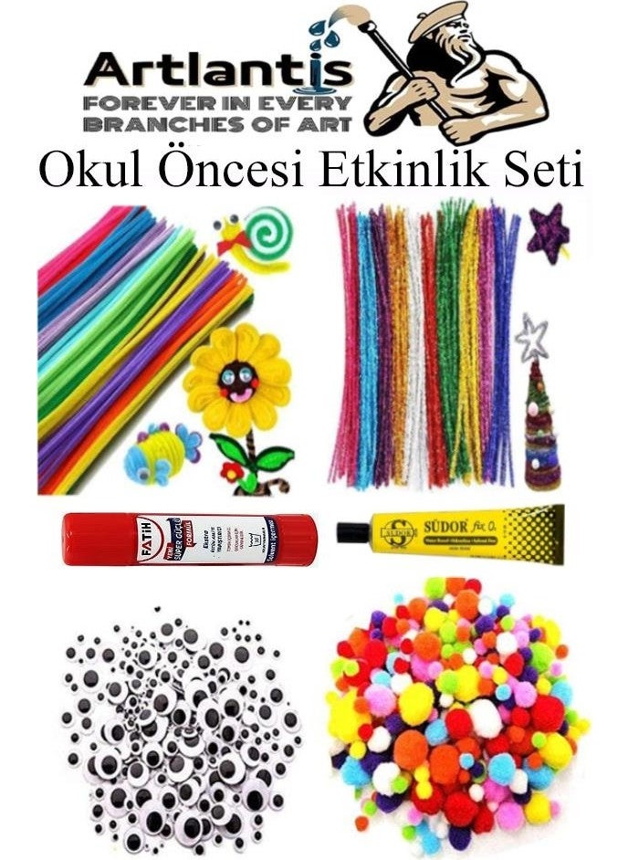 Preschool Activity Set 1 Pack Chenille Pompom Googly Eye Kindergarten and Nursery Set Pom Pom Feather Wire Googly Eye