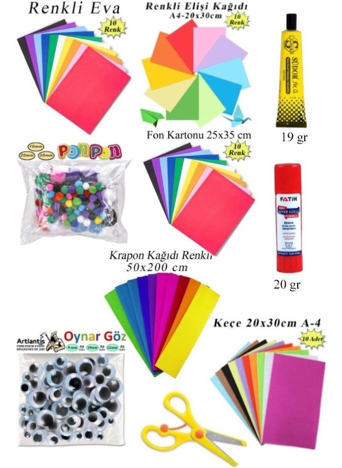 Kindergarten Activity Set 10 Pieces 1 Pack Preschool Development Set Eva Felt Playing Eye Crapon Pompon Craft Paper Backdrop Cardboard