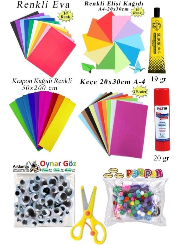 Kindergarten Activity Set 9 Pieces 1 Pack Preschool Development Set Eva Felt Playing Eye Crapon Pompom Craft Paper