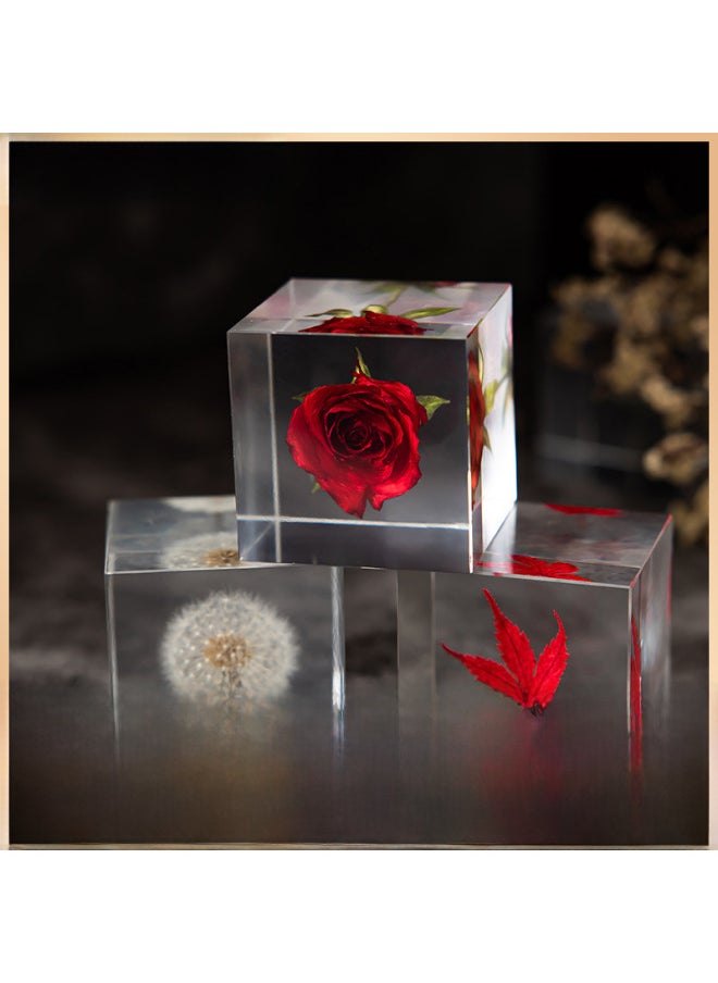 Dandelion Crystal Ball Music Box Resin Eternal Flower Wooden Red Rose Lover Send Female Birthday Gift M2-Color:Maple Leaf-Dimensions:6cm Square Gift Box
