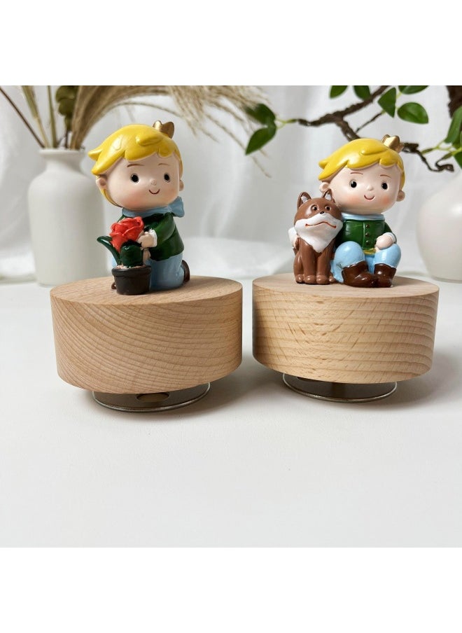 Little Prince Music Box Qianhe Qianxun Music Box Sky City Fox Rose Holiday Couple Birthday Gift-Color:Rose Blooming-Size:Sky City