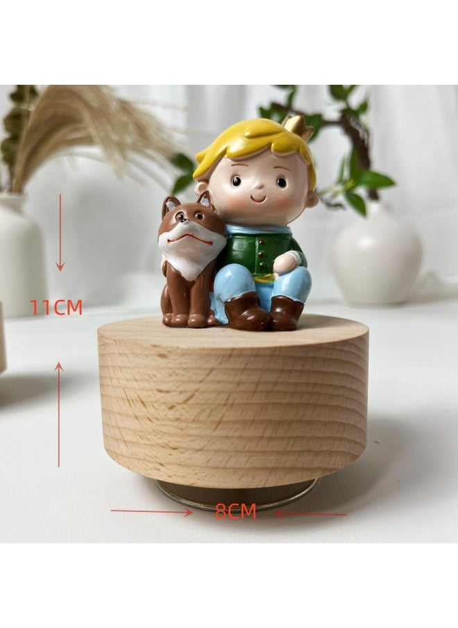 Little Prince Music Box Qianhe Qianxun Music Box Sky City Fox Rose Holiday Couple Birthday Gift-Color:Rose Blooming-Size:Sky City
