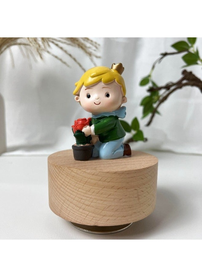 Little Prince Music Box Qianhe Qianxun Music Box Sky City Fox Rose Holiday Couple Birthday Gift-Color:Rose Blooming-Size:Sky City