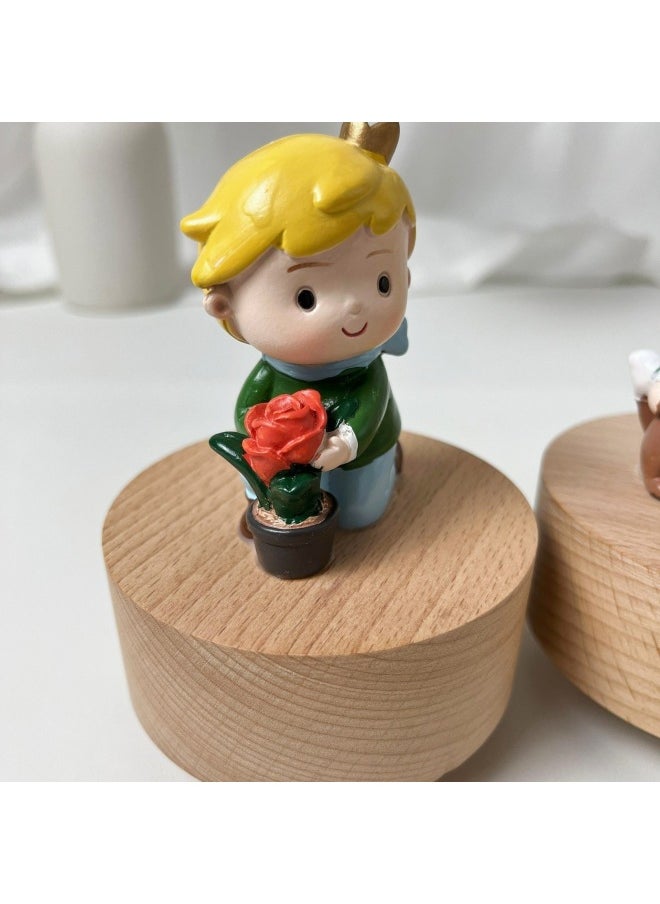 Little Prince Music Box Qianhe Qianxun Music Box Sky City Fox Rose Holiday Couple Birthday Gift-Color:Rose Blooming-Size:Sky City