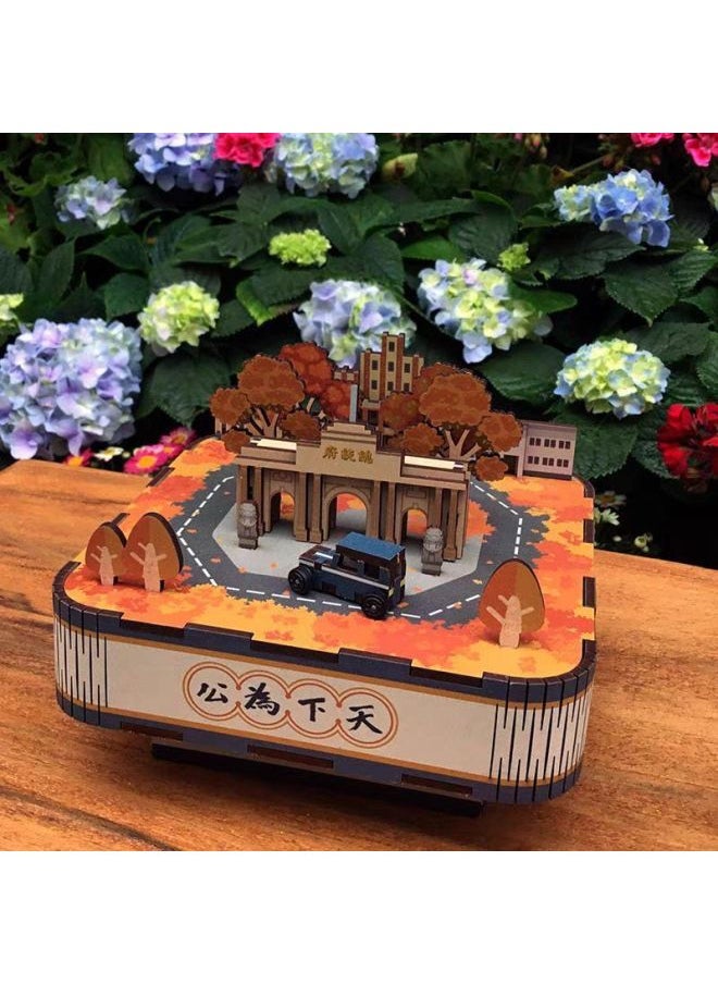 Assembled Music Box Cat's Happy Gathering Handmade Music Box Building Blocks Assembled Birthday Model Ornaments Manufacturers Straight Postage-Colour:Same Interest-romantic Ferris Wheel-music [canon]-Size:Unpacked, Non-returnable, Non-exchangeable