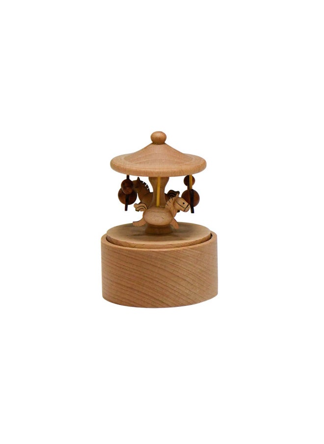 24 Mini Music Box Cute Pet Animals Children's Holiday Gift Beech Crafts Wooden Music Box Ornaments-Color:SH1604 Ferris Wheel-Dimensions:Base 8*8CM