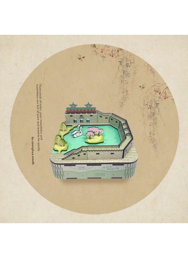 Assembled Music Box Cat's Happy Gathering Handmade Music Box Building Blocks Assembled Birthday Model Ornaments Manufacturers Straight Postage-Color:Same Interest-xuanwu Mingyun-music [city In The Sky]-Size:Unpacking Without Return Or Exchange
