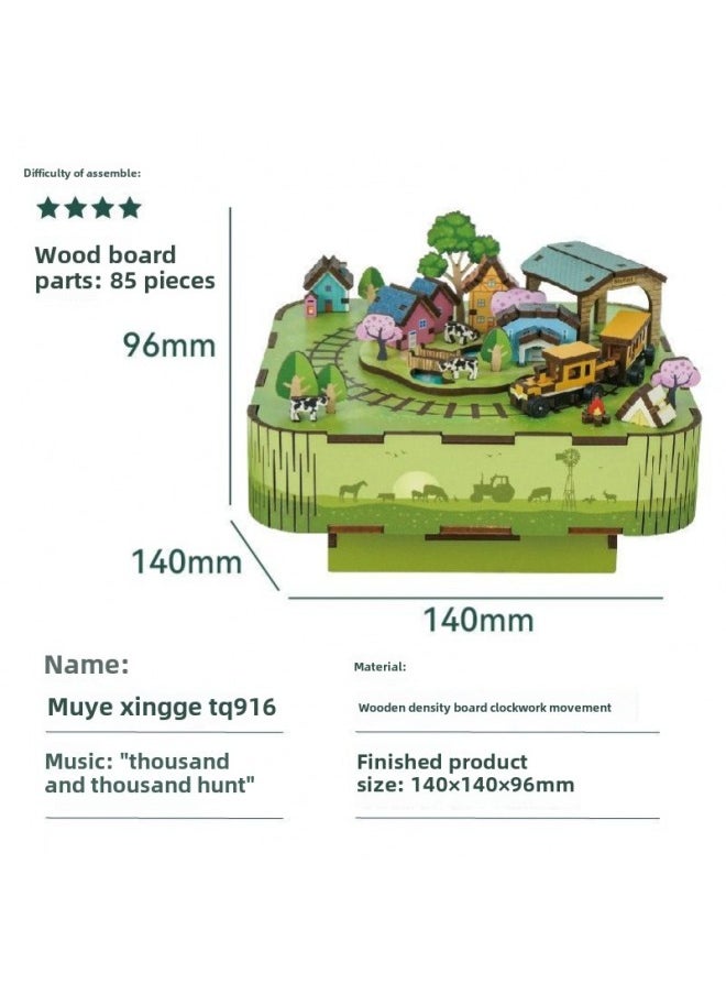 Tongqu Assembled Music Box Cat's Happy Gathering Handmade Music Box Building Blocks Assembled Birthday Model Ornaments Free Shipping-Colour:Same Interest-undersea Exploration-music [city In The Sky]-Size:Unpacked, Non-returnable, Non-exchangeable