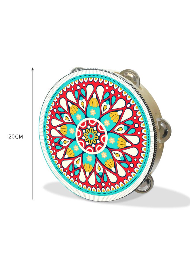 Early Education Recommend Dance Wooden Performance Tambourine Dunhuang Drum Orff Percussion Children's Hand Drum Tambourine-Color:Dunhuang Drum (yellow And Green 20cm)