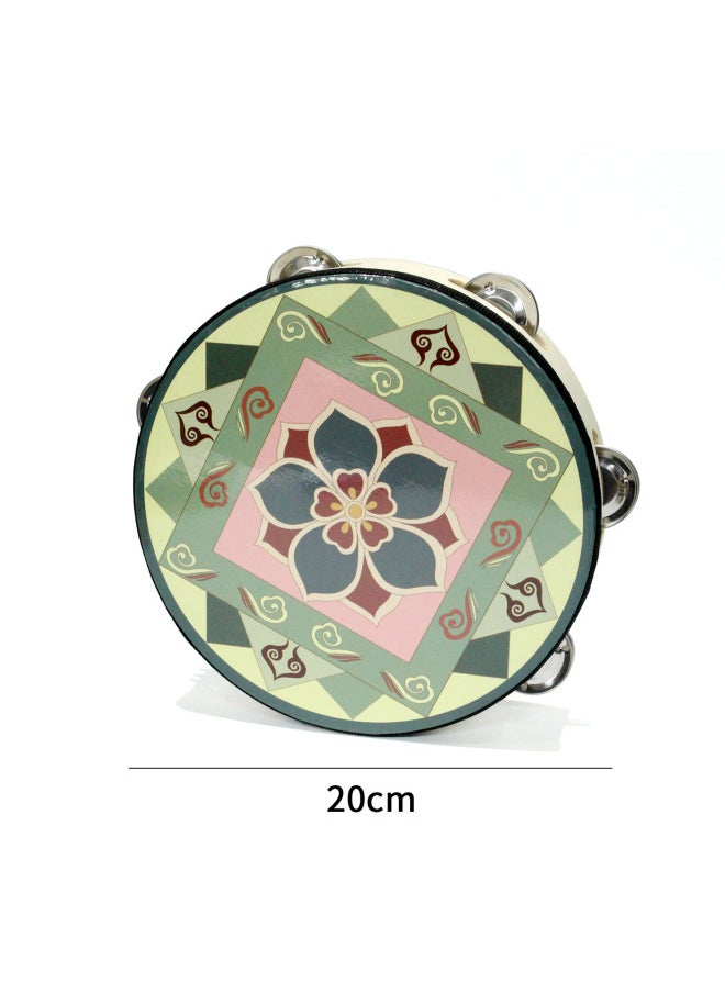 Early Education Recommend Dance Wooden Performance Tambourine Dunhuang Drum Orff Percussion Children's Hand Drum Tambourine-Color:Dunhuang Drum (yellow And Green 20cm)