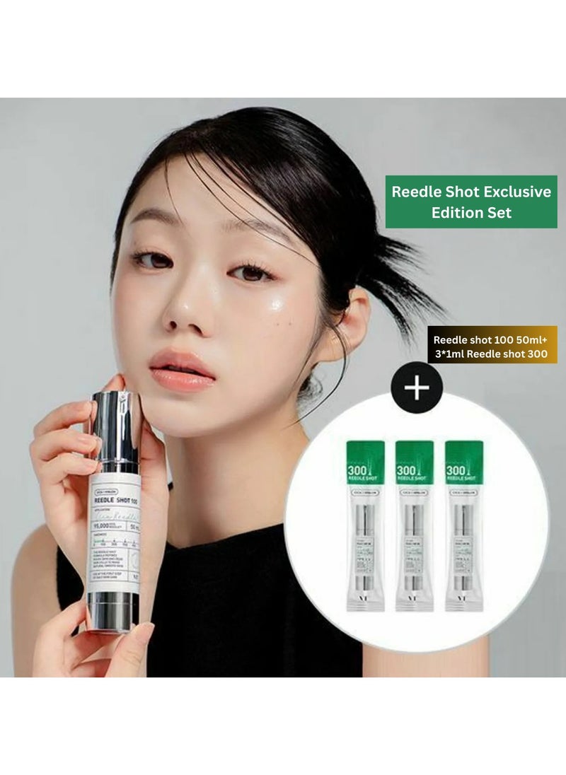 VT Cosmetics Set – Reedle Shot 100 Essence 50ml + Reedle Shot 300 Essence (3x1ml) – Hydrating, Nourishing, and Firming Korean Skincare for All Skin Types