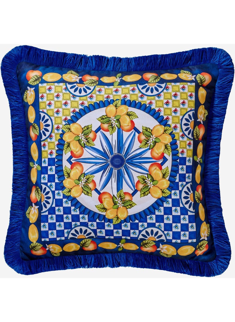 Portofino Blue Velvet Decorative Pillow 45X45 cm