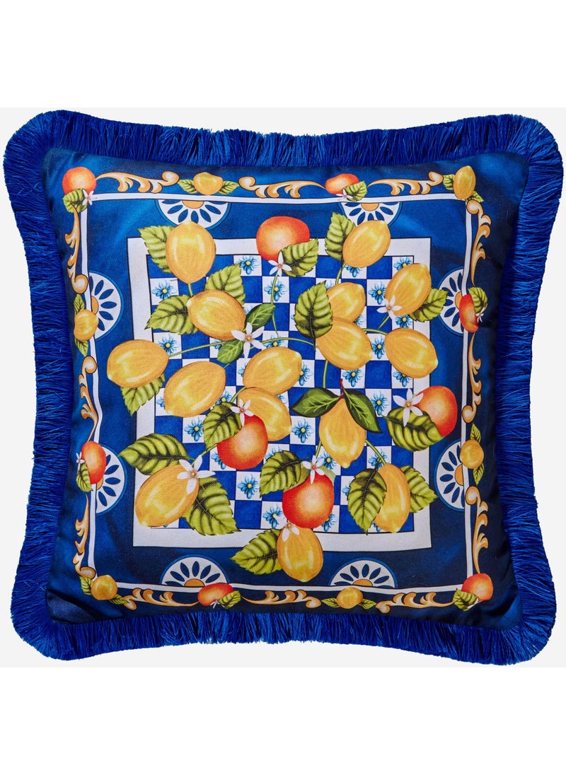 Portofino Blue Velvet Decorative Pillow 45X45 cm