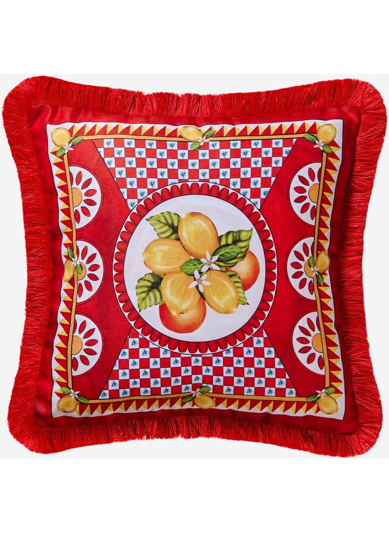 Portofino Red Velvet Decorative Pillow 45X45 cm