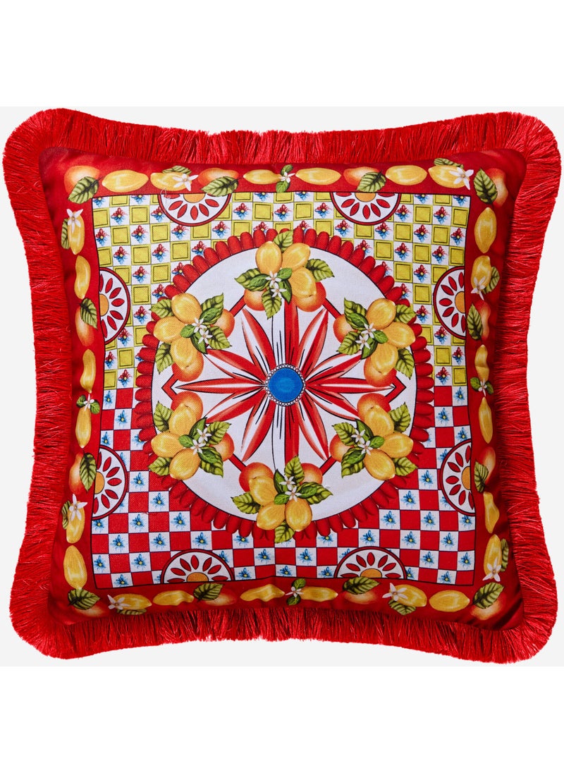 Portofino Red Velvet Decorative Pillow 45X45 cm