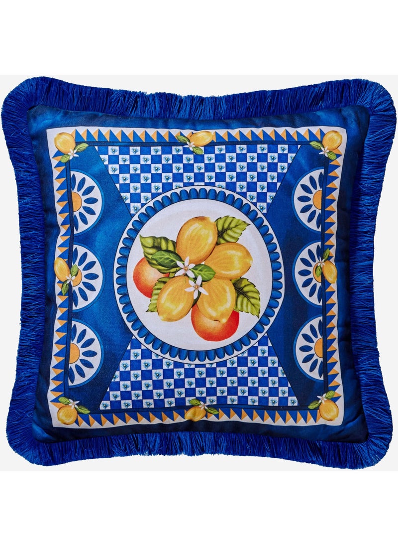 Portofino Blue Velvet Decorative Pillow 45X45 cm