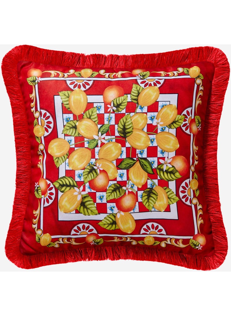 Portofino Red Velvet Decorative Pillow 45 x 45 cm
