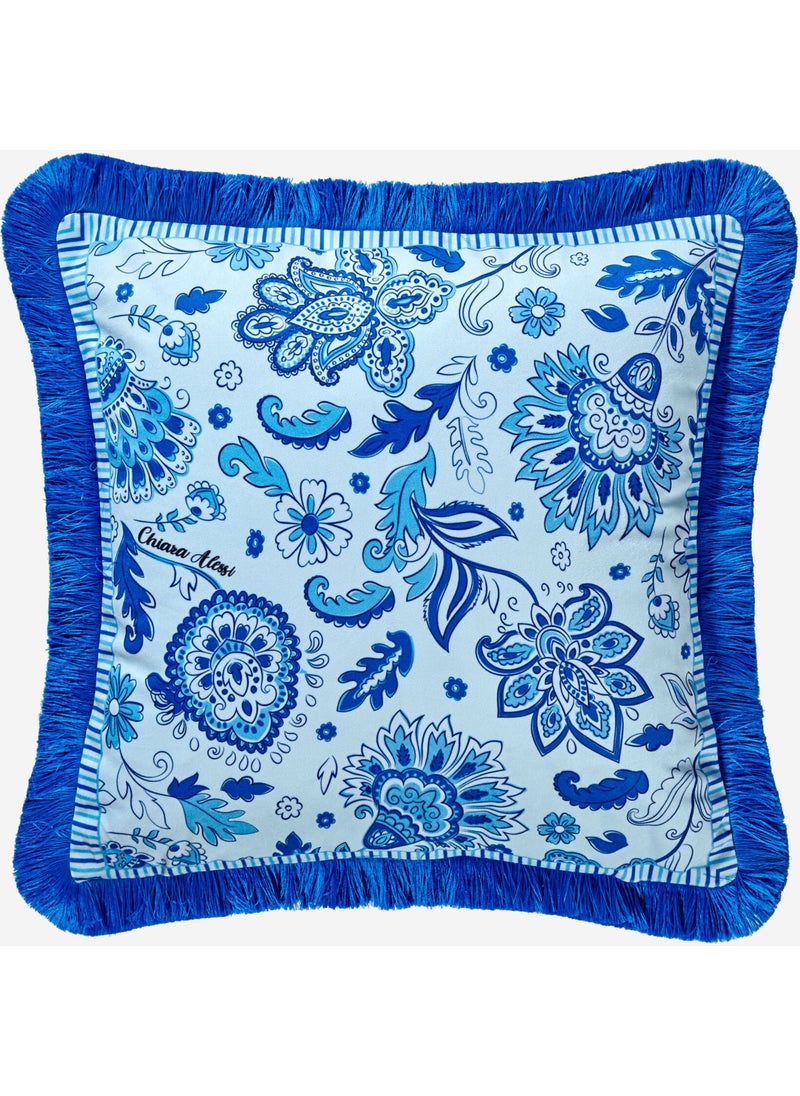Lily Blue Velvet Decorative Pillow 45X45 Cm