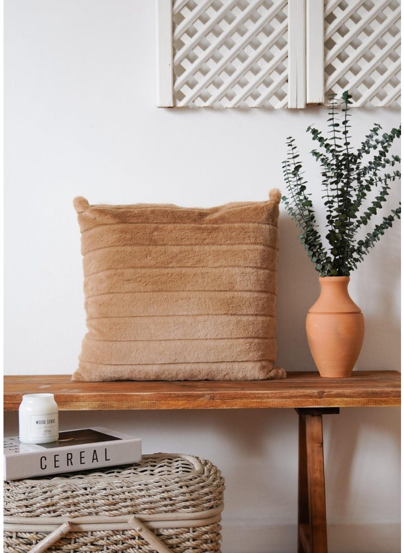 Corded Plush Pillow Brown 45X45 cm