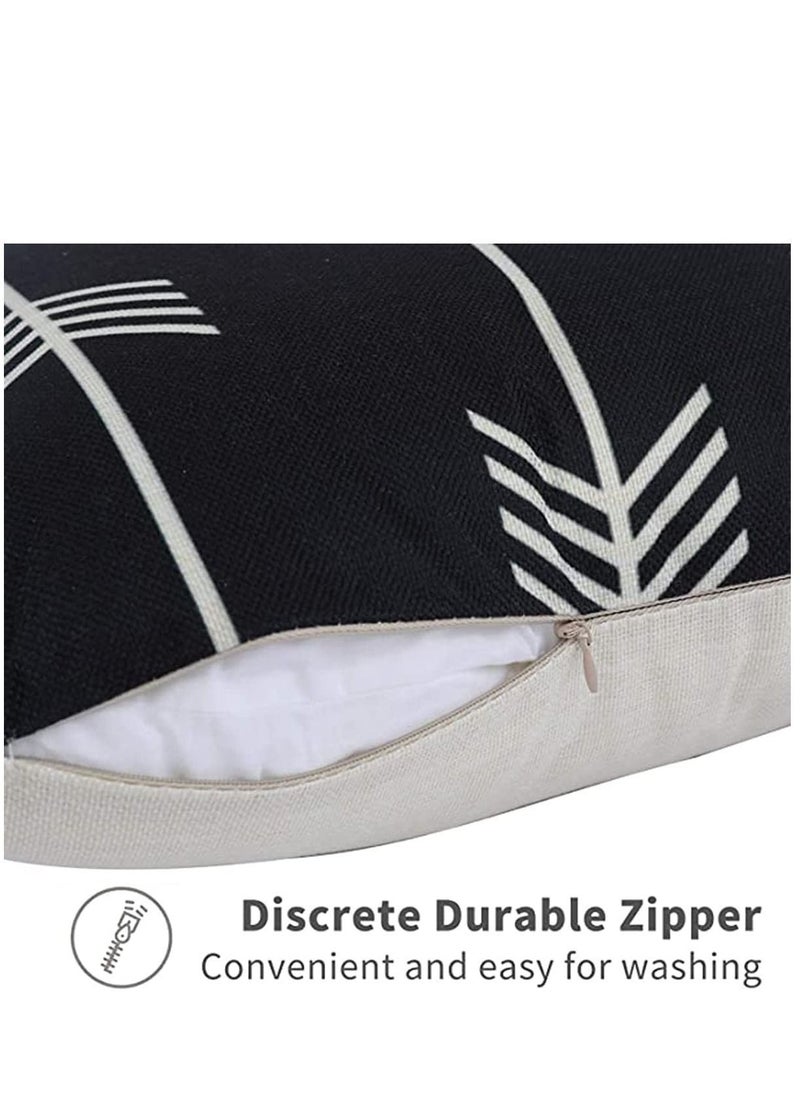 Set of 4 Pillowcases Decorative Geometric Square 18 x Inches Throw Pillow Covers - Modern Pattern Linen Cushion Case for Sofa Couch Bed Home Car Office Decor