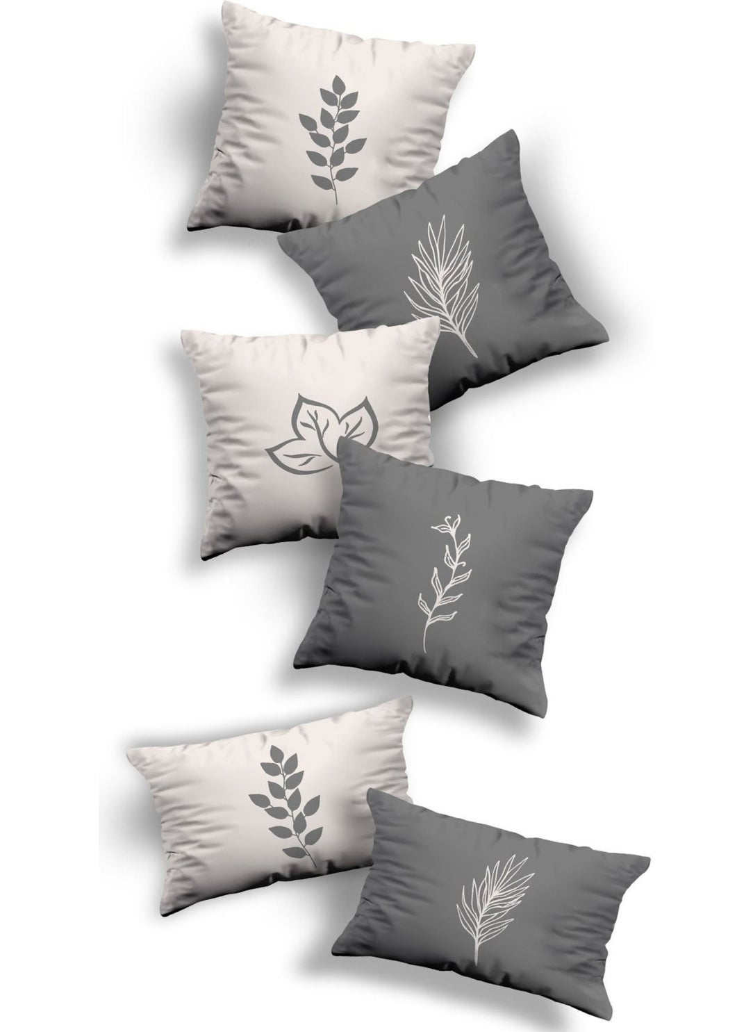 Double Sided Printed Special Design 6 Piece 4square and 2rectangular Cushion Cover SET (4K2D-KOM238)