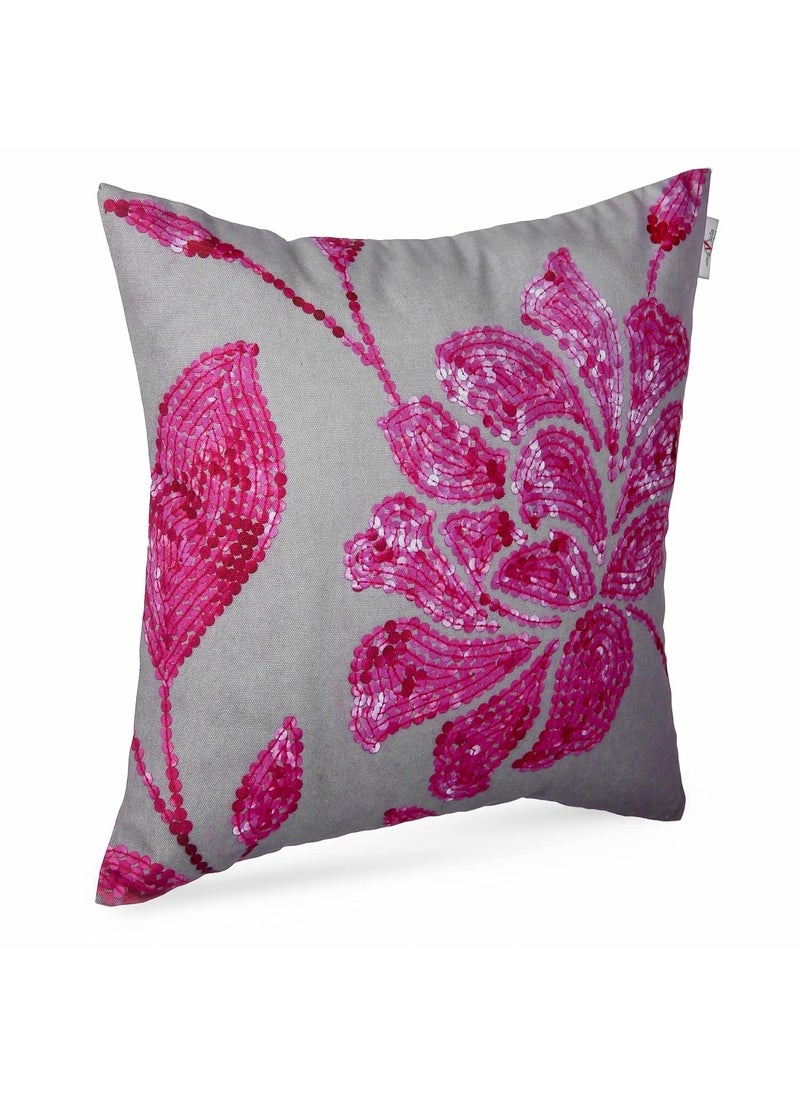 Nomaadi Pink Digital Print Pillow Cover 18x18 Inch Flowers Design Decorative Home Decor Gift Birthday Gift