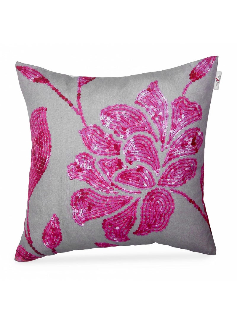 Nomaadi Pink Digital Print Pillow Cover 18x18 Inch Flowers Design Decorative Home Decor Gift Birthday Gift