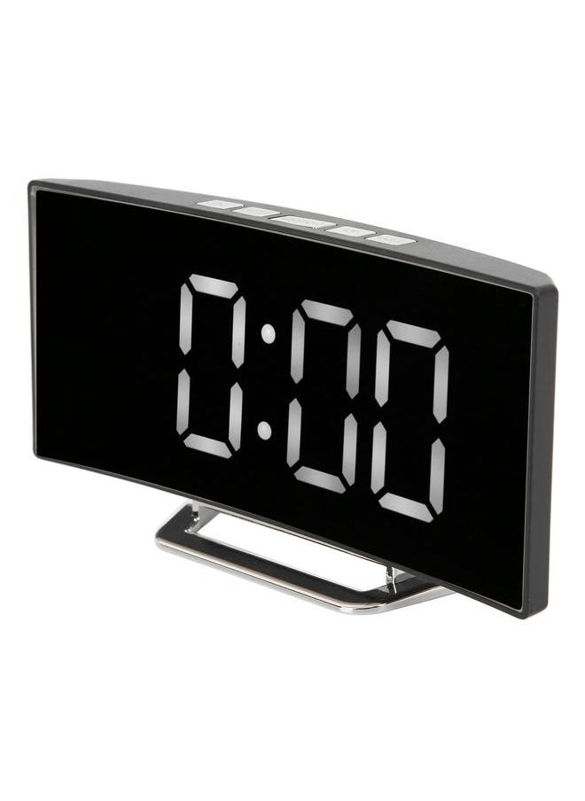 Digital Alarm Clock Mirror Smart Light Sensing Curved Screen LED Clock Digital Temperature Display Alarm Clock for Student White Light