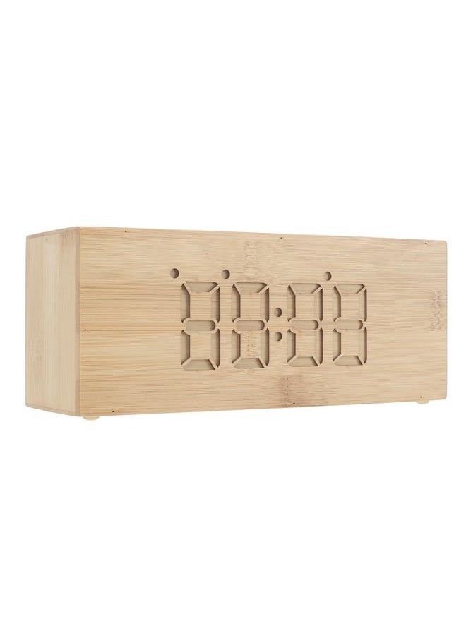 Multifunctional Wooden Alarm Clock Thermometer Wireless Charger Digital LED Time Date Clock for Bedroom Bedside