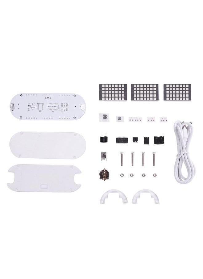 DIY Kit Digital LED Clock Dot Matrix Desk Alarm Clock Time Temperature Date  (Green Light)