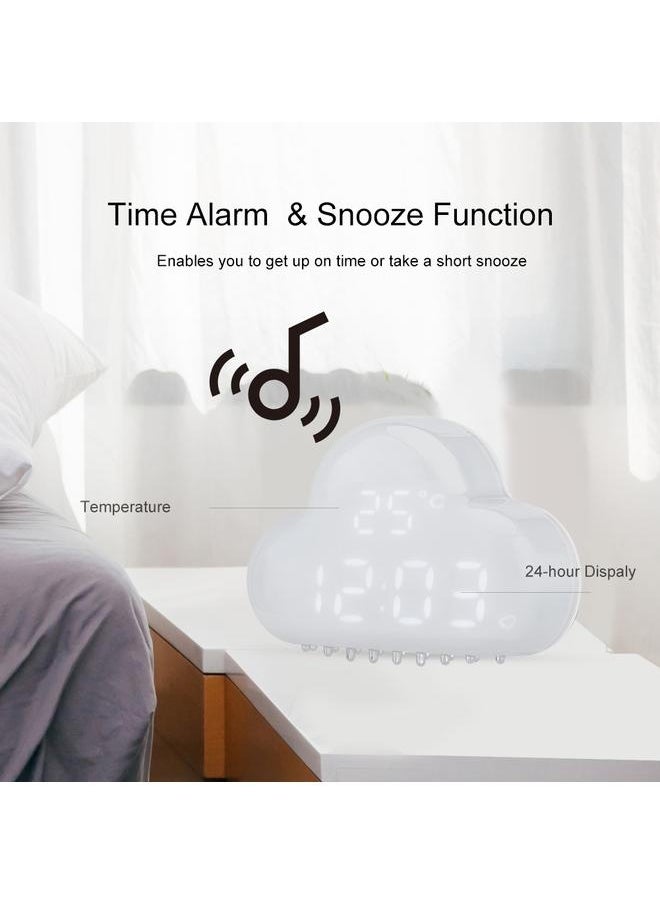 Cloud shaped Magnetic Clock Alarm Digital Temperature Snooze Calendar Voice Activation White