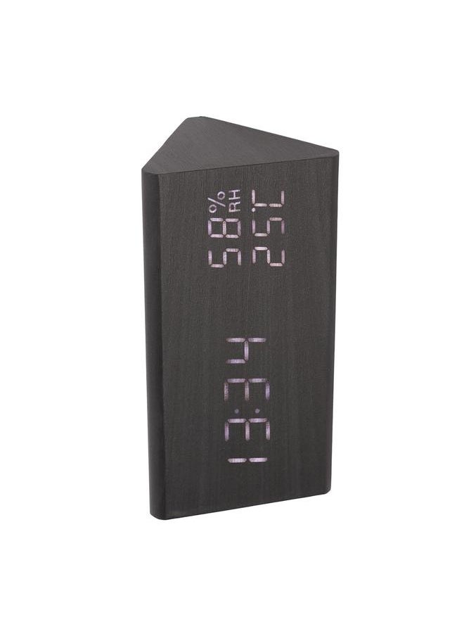 Digital Alarm Clock Regulable Brightness Temperature Humidity Display Black Wood White Light LED Desk Clock for Room