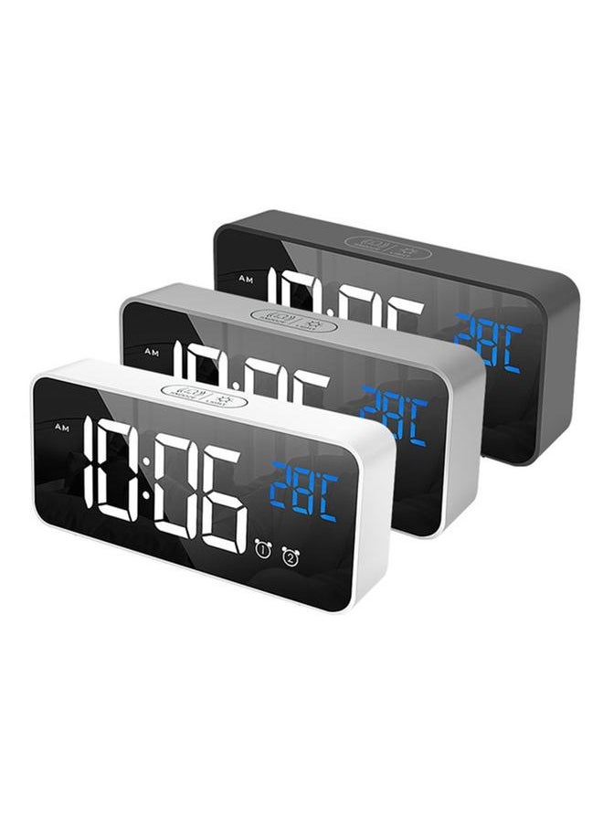 LED Digital Alarm Clock for Bedroom Electronic Clock with Thermometer 2 Alarms Snooze Function 4 Level Brightness Mirror Clocks USB Charging for Bedside Desk Office