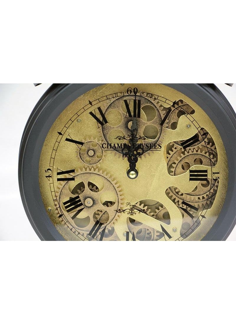 Retro Desktop Metal Gear Clock Roman Numeral Chain Model