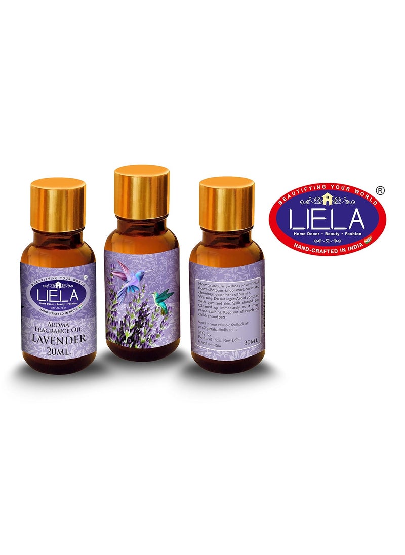 LIELA Aroma Fragrance Essential Oil Multipurpose Set of 6 Amber bottles with golden cap 120 ml 20 ml each in Pure Premium Fragrance Lavender Jasmine RoseSandal Orange Vanilla