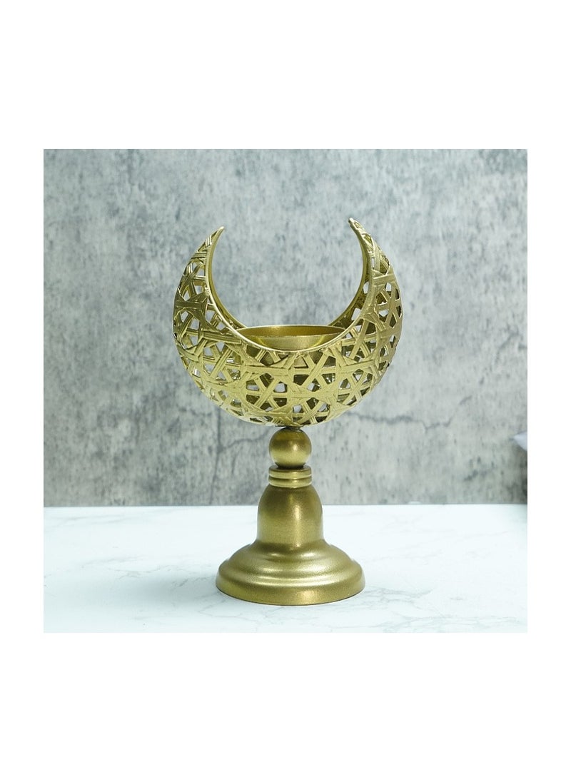 Holiday Golden Moon hollow wrought iron candle holder aromatherapy furnace candle decorative ornaments /07B