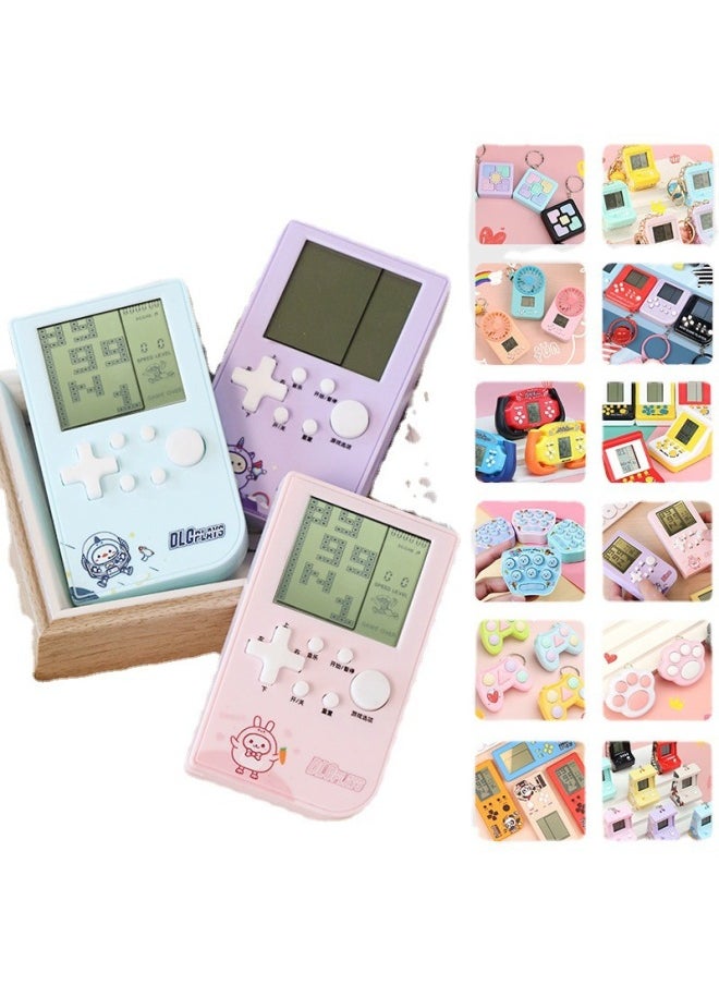Mini Handheld Game Machine Nostalgic Small Vintage Vintage Keychain Russian Square Machine Toy-Model:3 Inch Screen Purple B