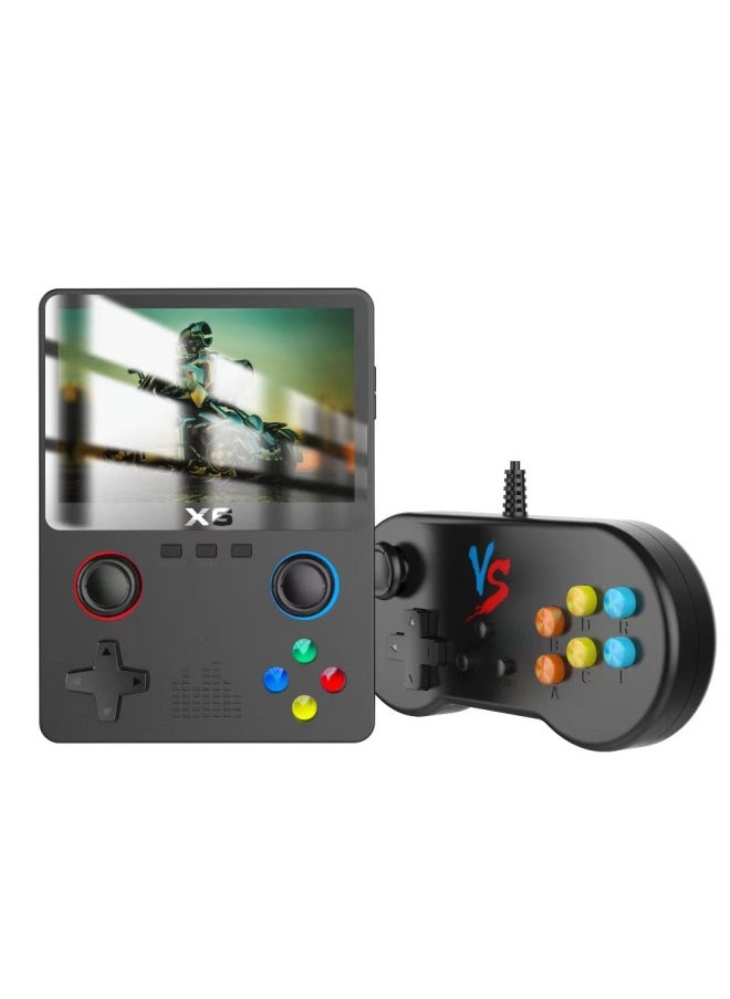 High Definition Large Screen X6 Portable Game Console Dual Joystick Retro Games PSP Simulator 32GB USB Wired Connection-Model:X6 Double Model [10000 Game 11 Simulator] Black