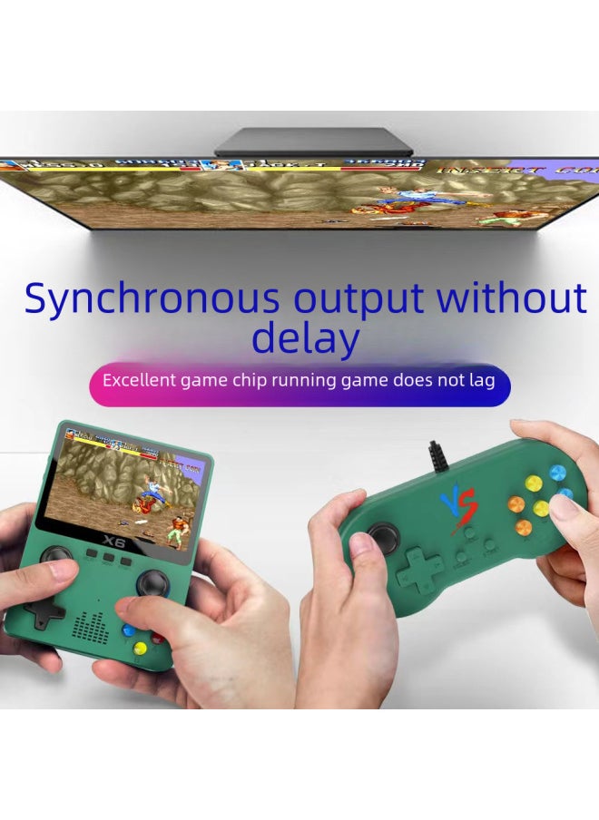 High Definition Large Screen X6 Portable Game Console Dual Joystick Retro Games PSP Simulator 32GB USB Wired Connection-Model:X6 Double Model [10000 Game 11 Simulator] Black