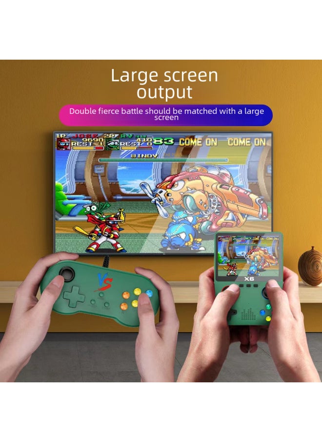 High Definition Large Screen X6 Portable Game Console Dual Joystick Retro Games PSP Simulator 32GB USB Wired Connection-Model:X6 Double Model [10000 Game 11 Simulator] Black