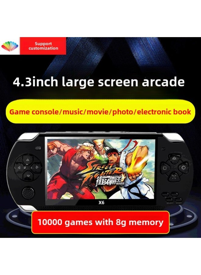 SOURCE 4.3-inch X6 Game Console GBA NES Nostalgic Mini Retro 8G PSP Handheld Game Console-Product Color:White-Model:X6