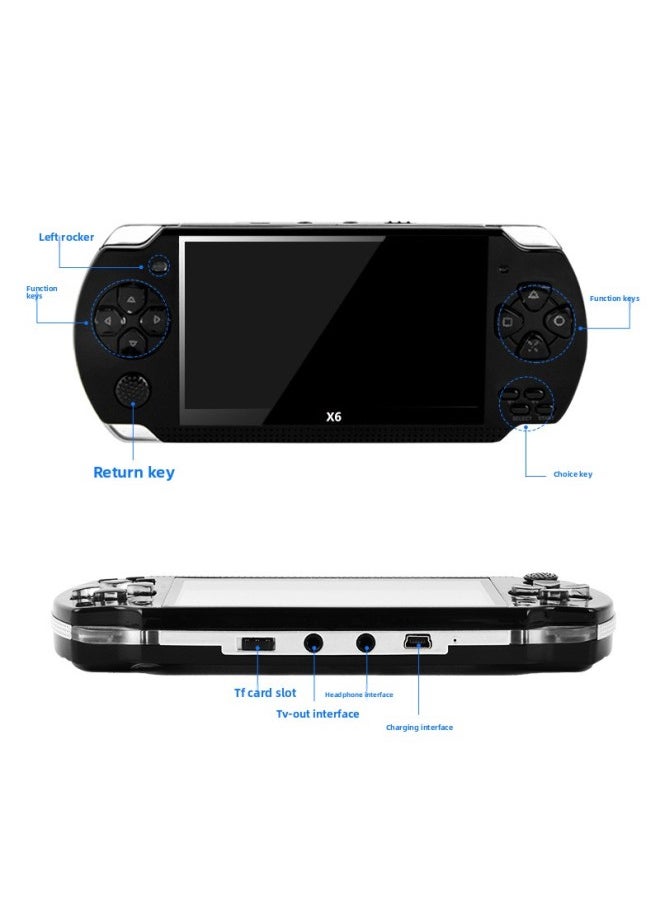 SOURCE 4.3-inch X6 Game Console GBA NES Nostalgic Mini Retro 8G PSP Handheld Game Console-Product Color:White-Model:X6