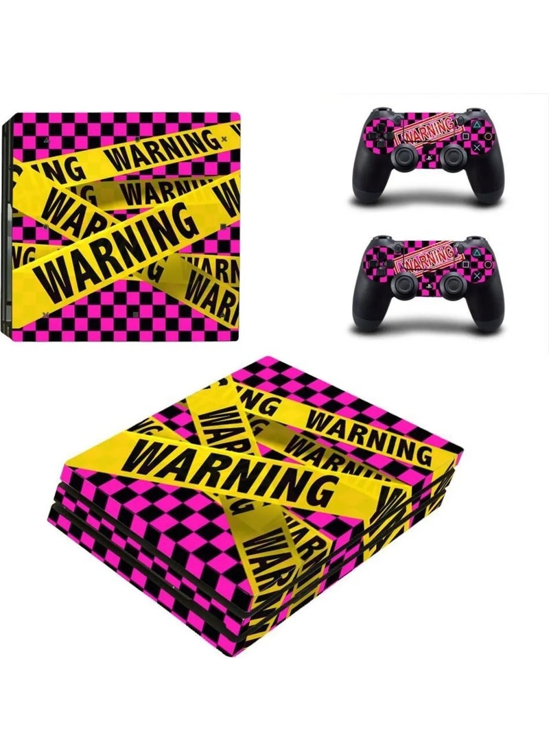 Warning Playstation 4 Pro Full Sticker Covering