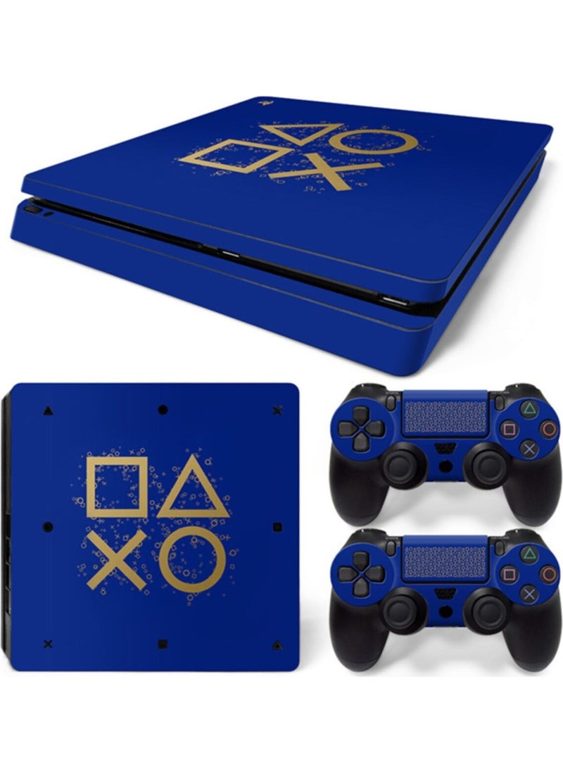 Kt Decoration Matte Blue Background and Cufflinks Playstation 4 Slim Case Sticker Covering
