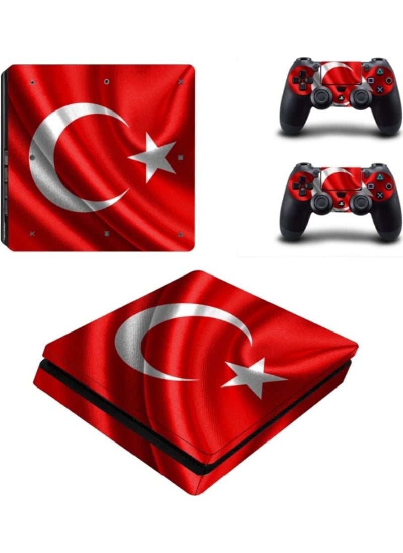 Kt Decoration Wavy Turkish Flag Playstation 4 Slim Case Sticker Covering