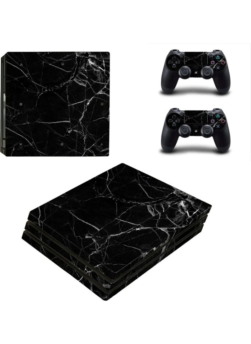 Kt Group Black Marble Pattern Playstation 4 Pro Full Sticker Covering